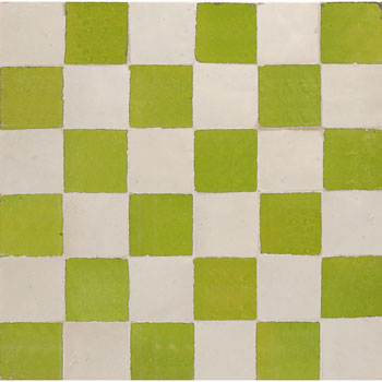 Mosaic House Moroccan tile Rceef 1-5 White,   Lime Green,    solid zellige, mosaic, zellij, field, pattern, glaze, simple, classic, grid, squares 